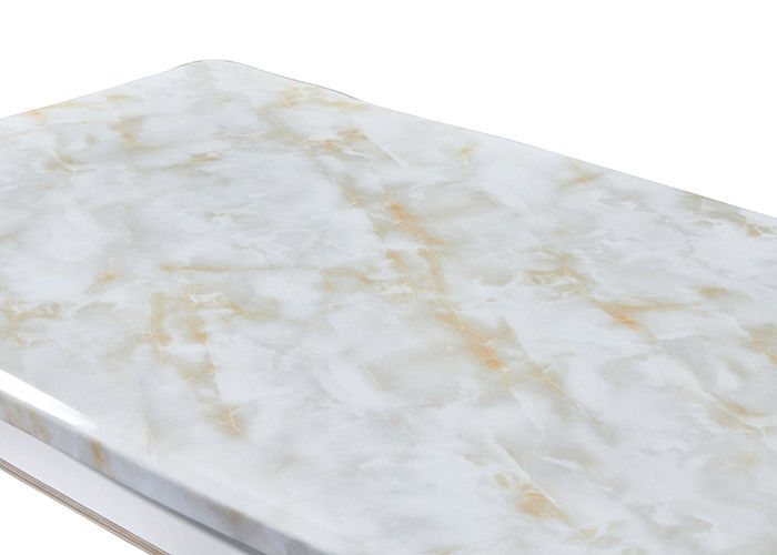 Pearlescent белый покрашенный прямоугольный мраморный обеденный стол